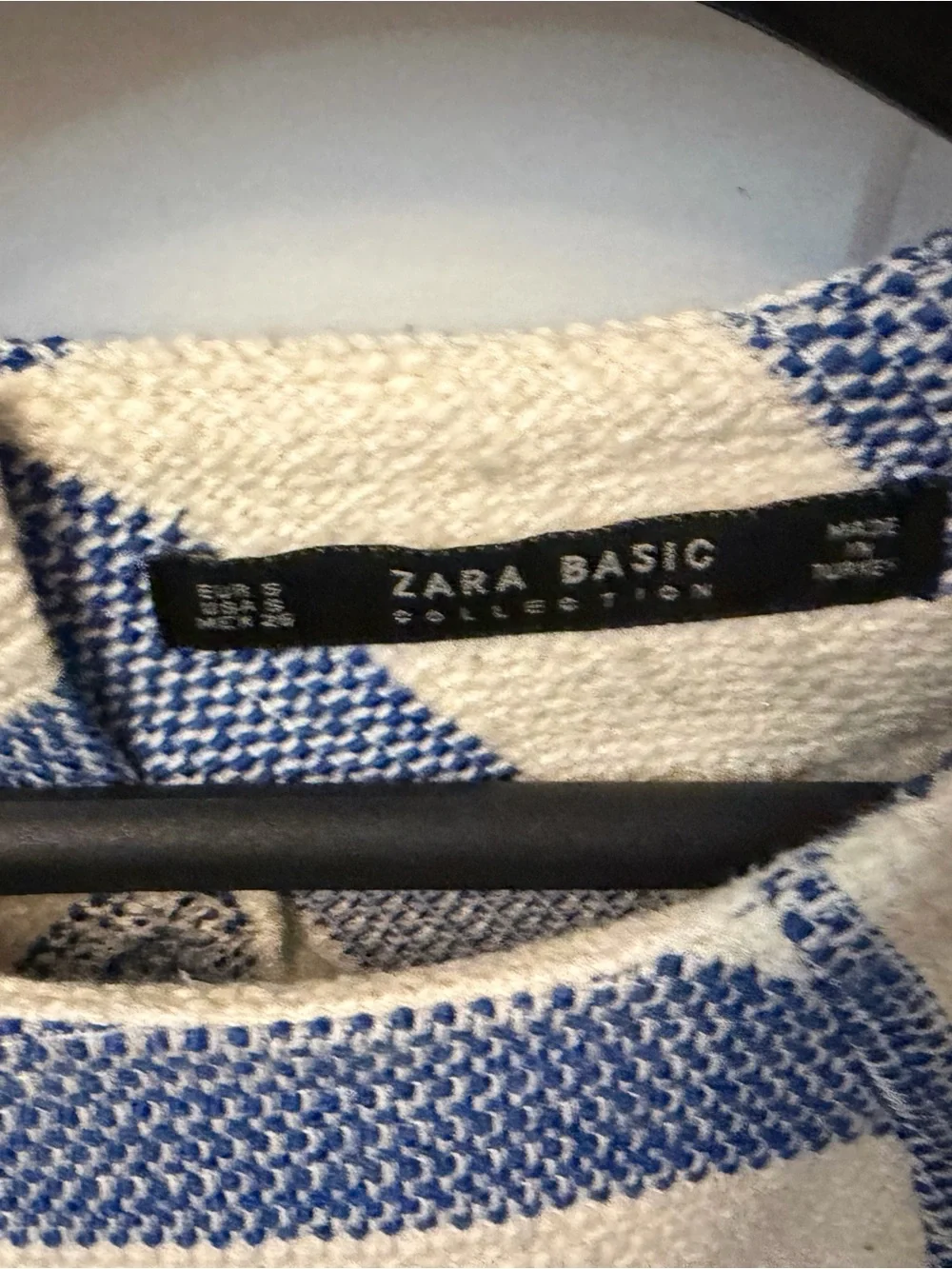 Zara Blue and Cream Striped Fringe-Hem - Picture 2 of 3